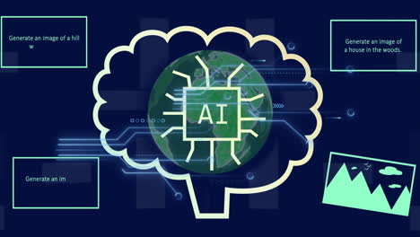 Animation-of-brain-with-ai-and-computer-circuit-board-over-globe-on-black-background