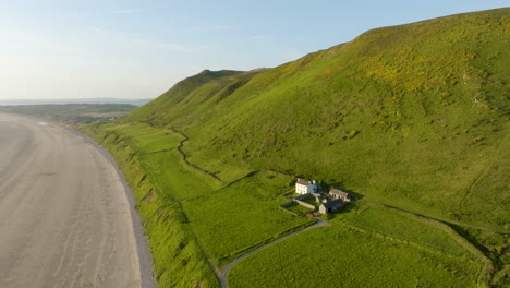 coastal farm and beach landscape