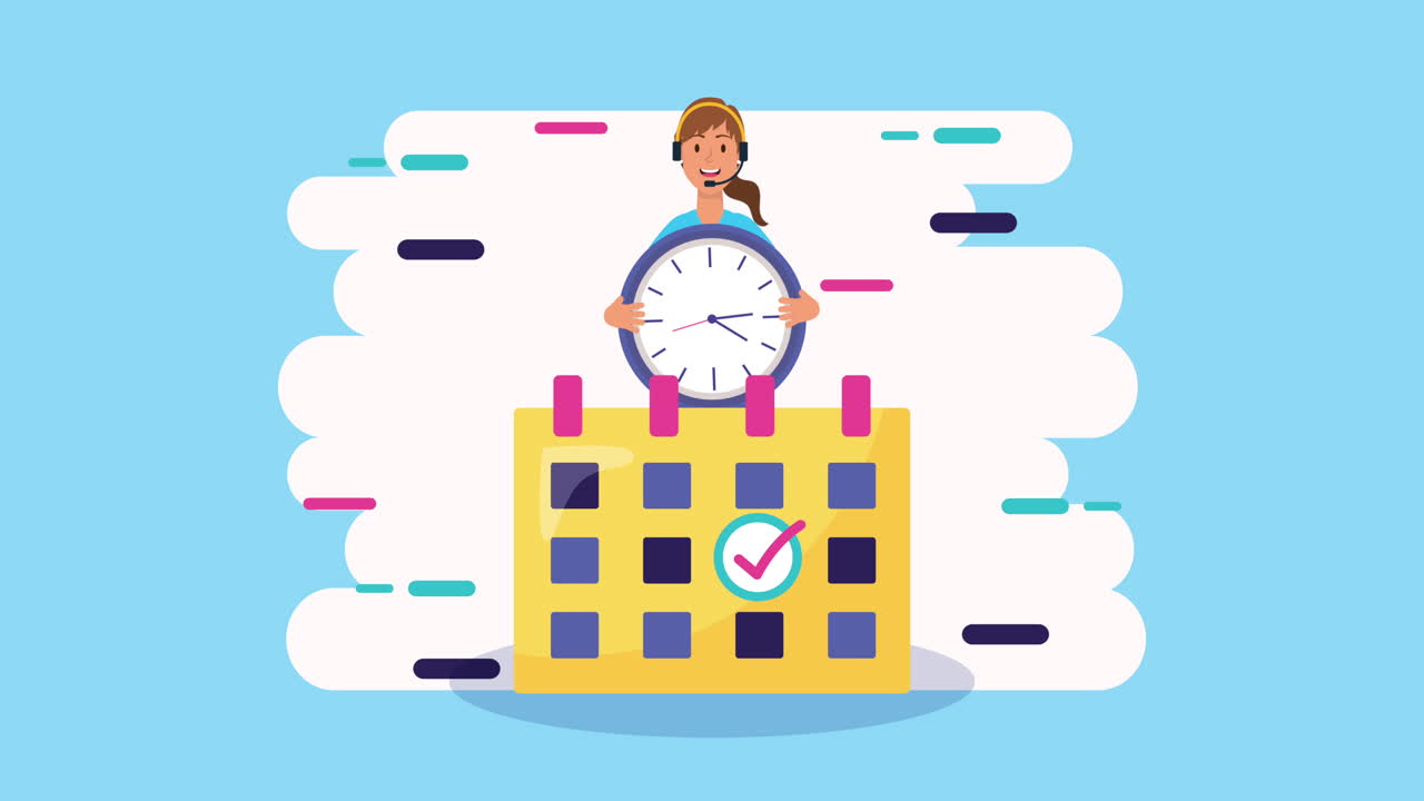 헤드과 달력을 가진 물류 여성 노동자