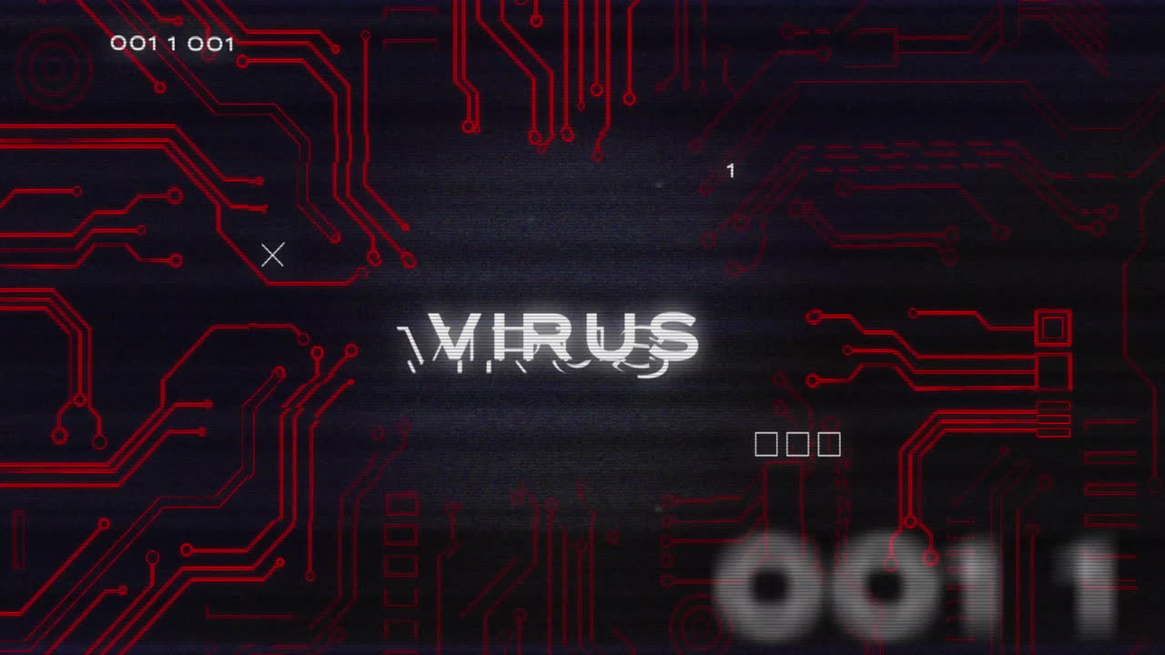 animación del procesamiento de datos sobre el texto del virus