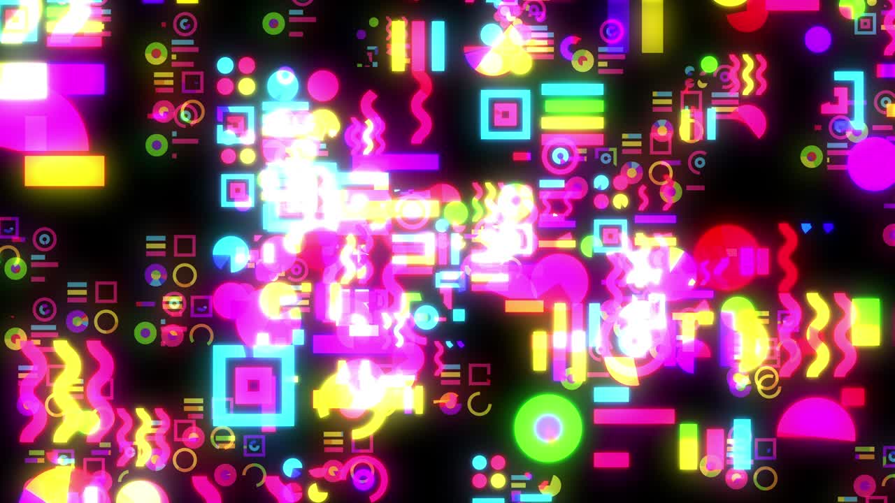 Animazione grafica in loop di forme semplici e piatte: quadrati, cerchi, ecc.