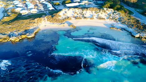 Drone-pull-away-from-stunning-blue-water