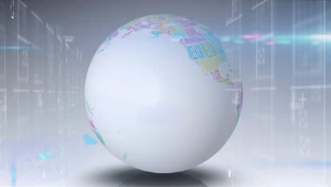 animación del procesamiento de datos, luces y globo con escritos en espacio negro