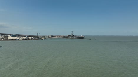 Vista-Aérea-Del-Uss-Lexington-En-Corpus-Christi,-Texas