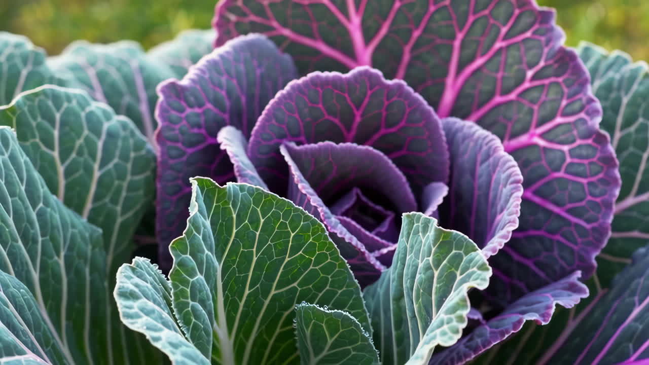 Close-up of Vibrant Ornamental Cabbage