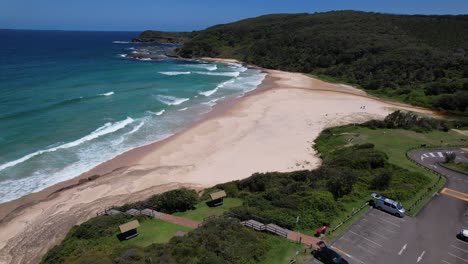 tranquil scenery of frazer beach in new south wales, australia - drone shot
