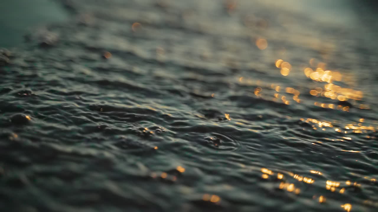 Wave breaches the shore during golden hour