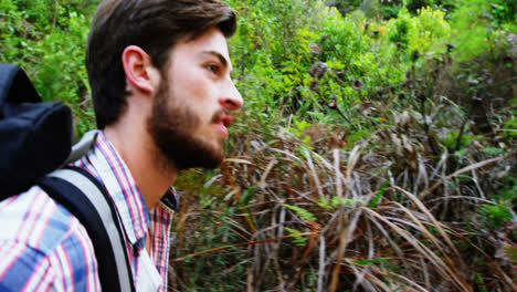 vista en perfil de un excursionista caminando