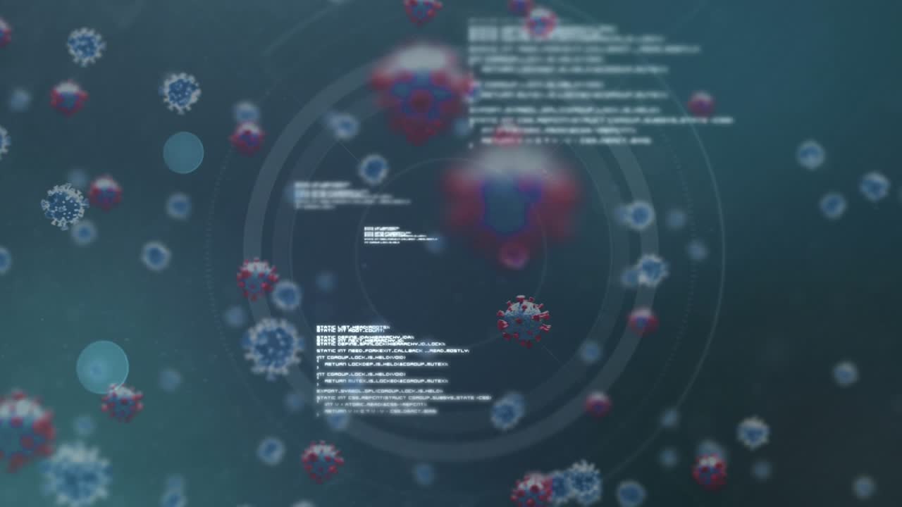 Animazione di un filamento di DNA che ruota e macrocelle sul corpo umano.