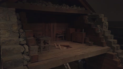 inside replica of liberty jail where joseph smith was held captive for months in the 1830s at the mormon visitor center in liberty missouri