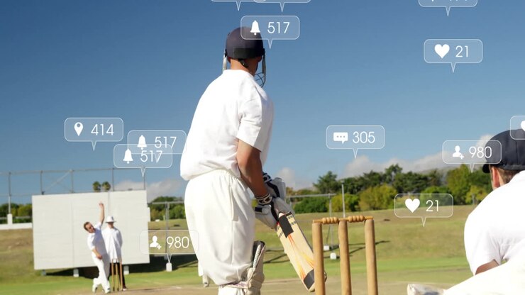 Animazione di icone ed elaborazione dati su diversi giocatori di cricket maschi
