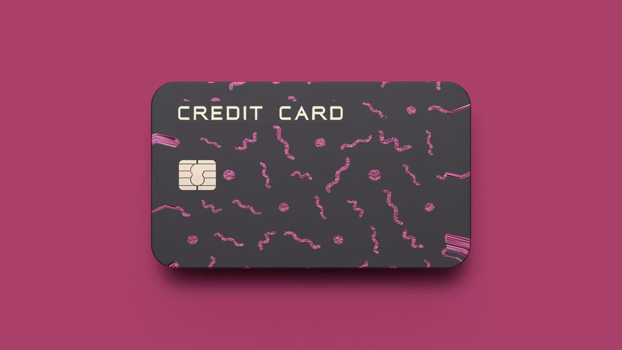 tarjeta rosa negra concepto de pago de negocios movimiento abstracto renderizado en 3d