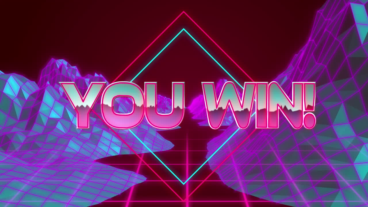 디지털 산 위에서 텍스트를 이기는 애니메이션