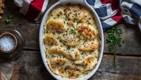 creamy baked potatoes with cheese sauce