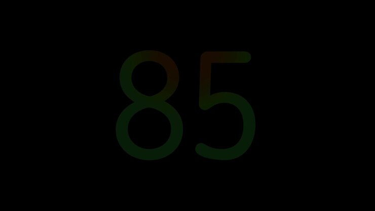 Neon light Number 85 Animation Glowing Gradient Blue Pink Digital Futuristic LED Numeric Loop Abstract Tech dark Background Motion Graphics