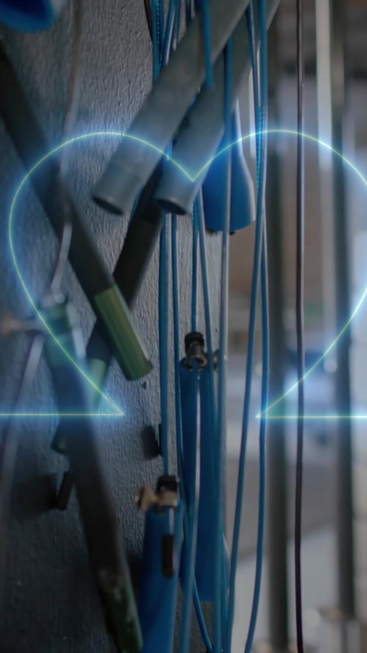 Heartbeat animation over gym equipment in fitness center