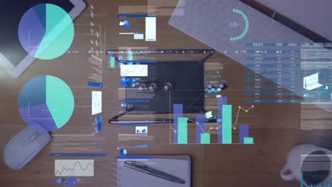 Animation-of-statistics-and-data-processing-over-cardboard-box