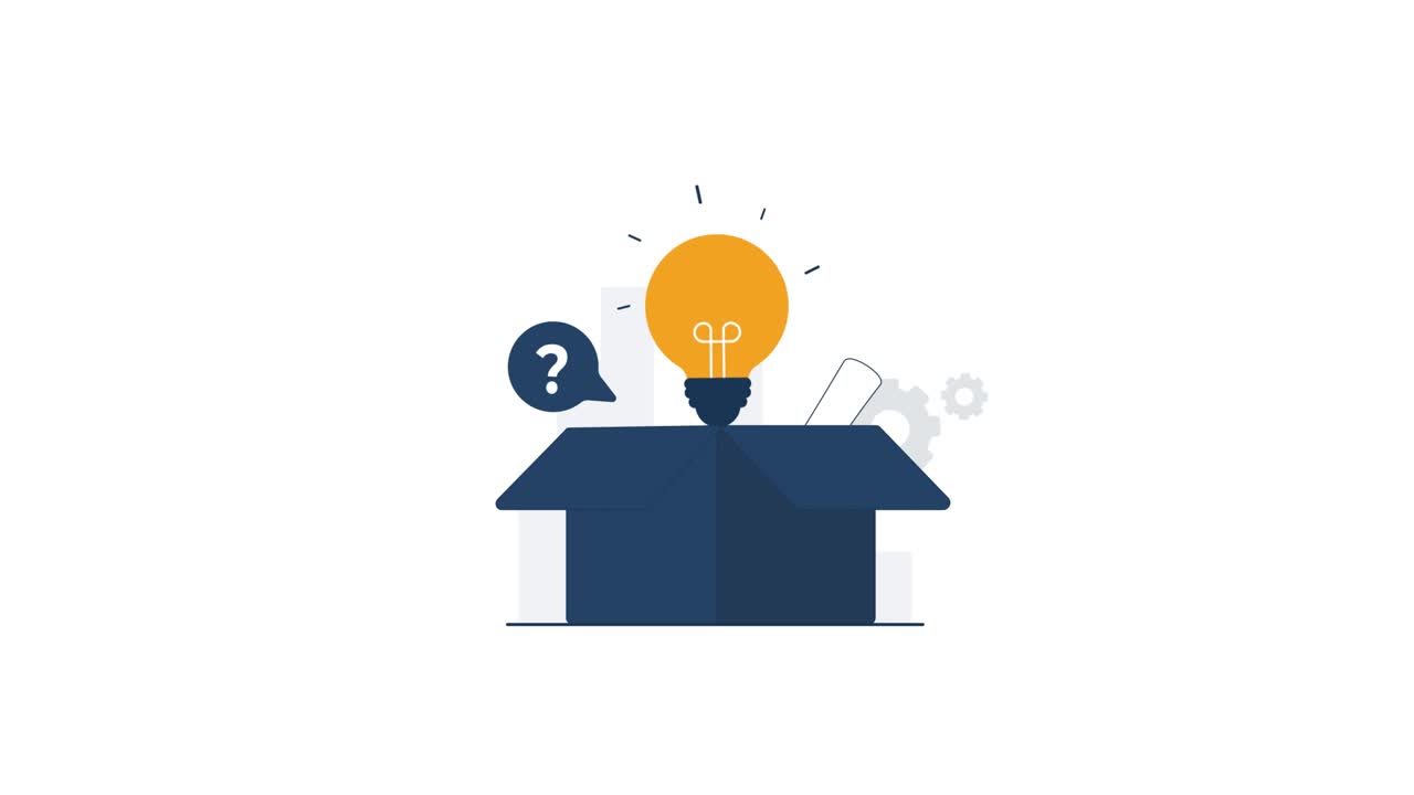 Creative Idea Light Bulb Emerging from a Box Animation