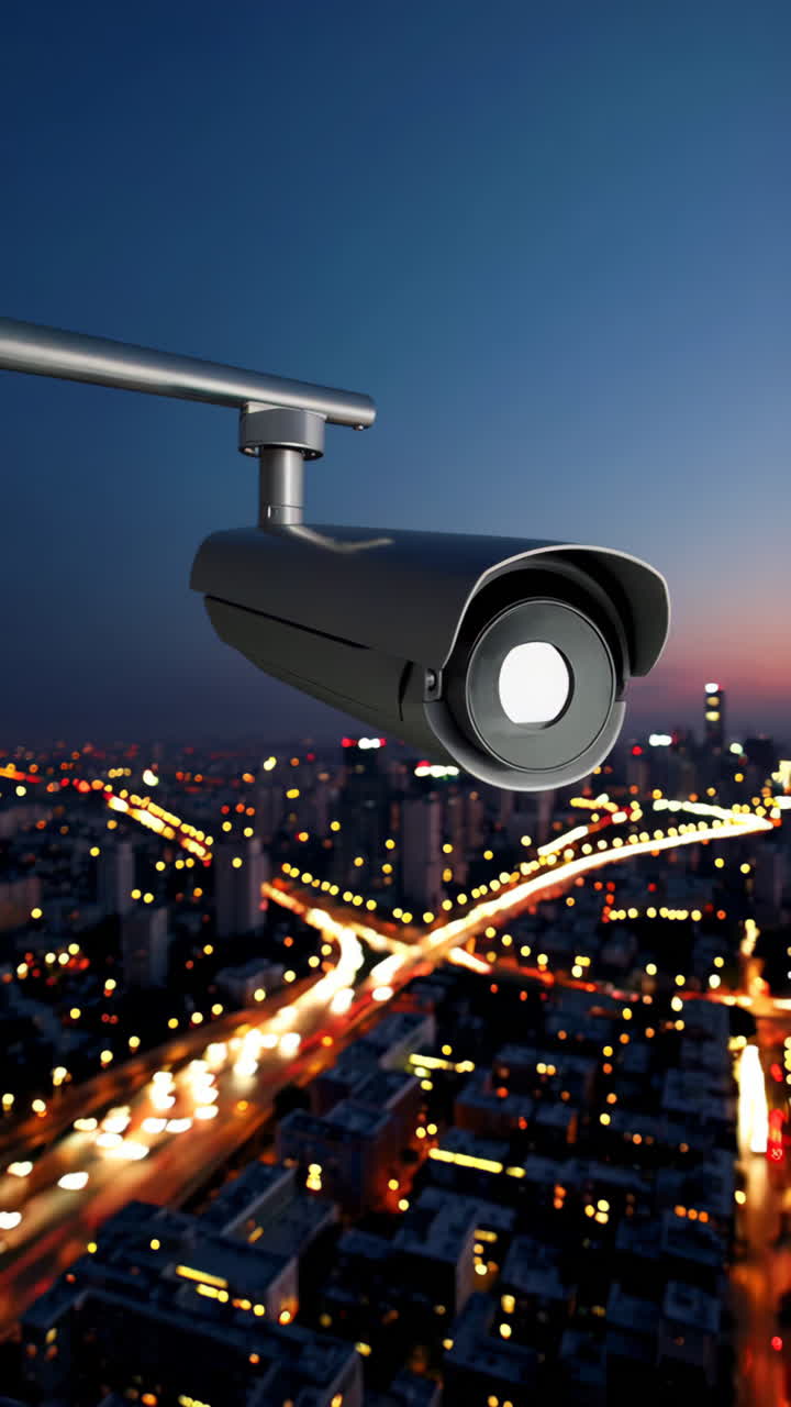 Security Camera Over City at Night