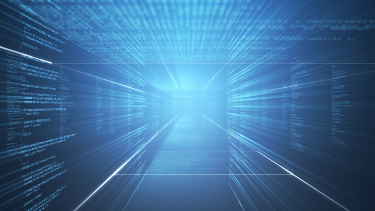 animazione di informazioni digitali su sfondo blu