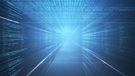 animation of digital information on blue background