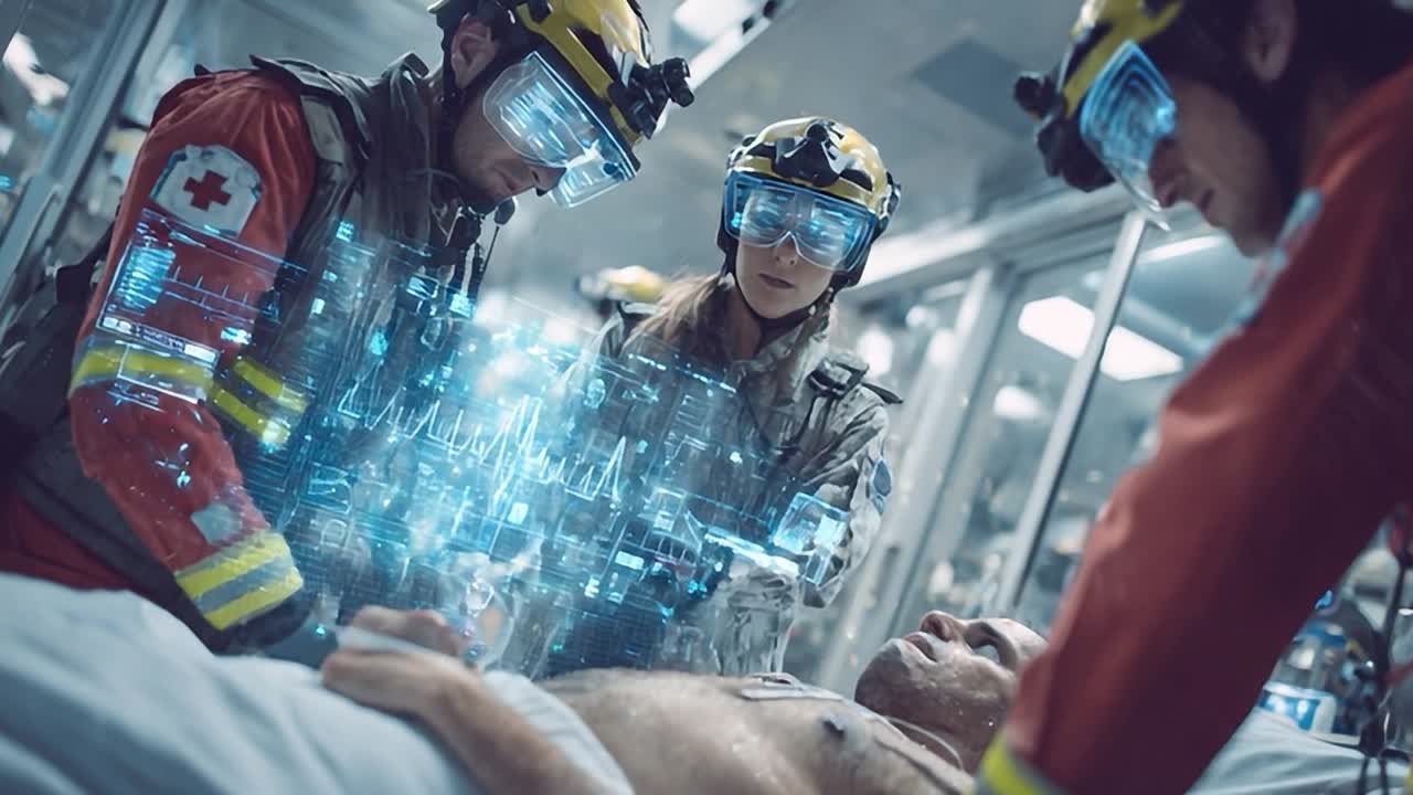 Il team medico di emergenza utilizza tecnologie avanzate per la cura dei pazienti