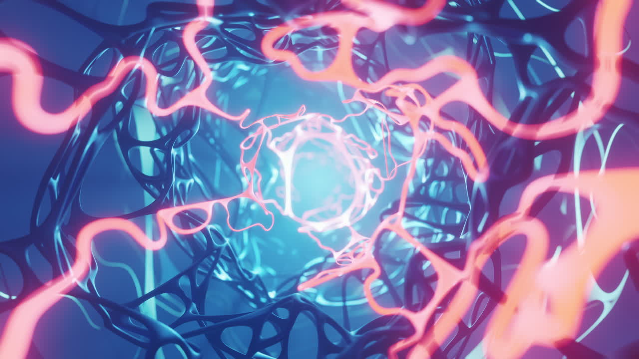 animación de bucle del sistema de red neurológica, renderización en 3d.