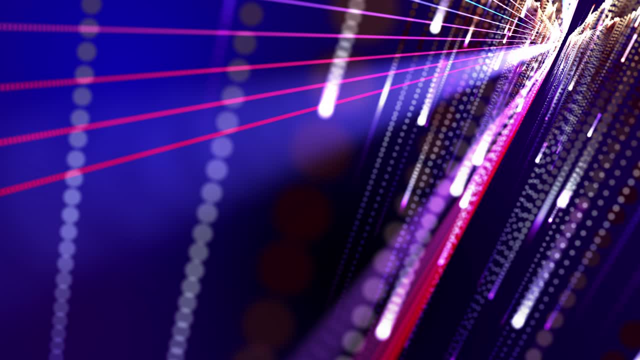 Loop of futuristic abstract techno lighting beam with blur effect. 3D futuristic sci-fi light element motion graphic backgrounds with copy space.