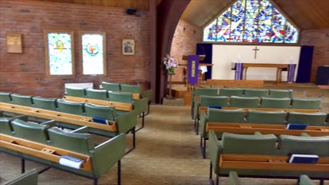 shot of religious christian or catholic chapel and altar for worshippers