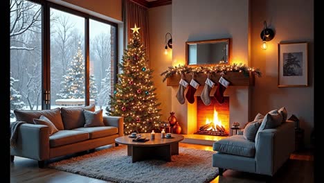 cozy christmas living room scene