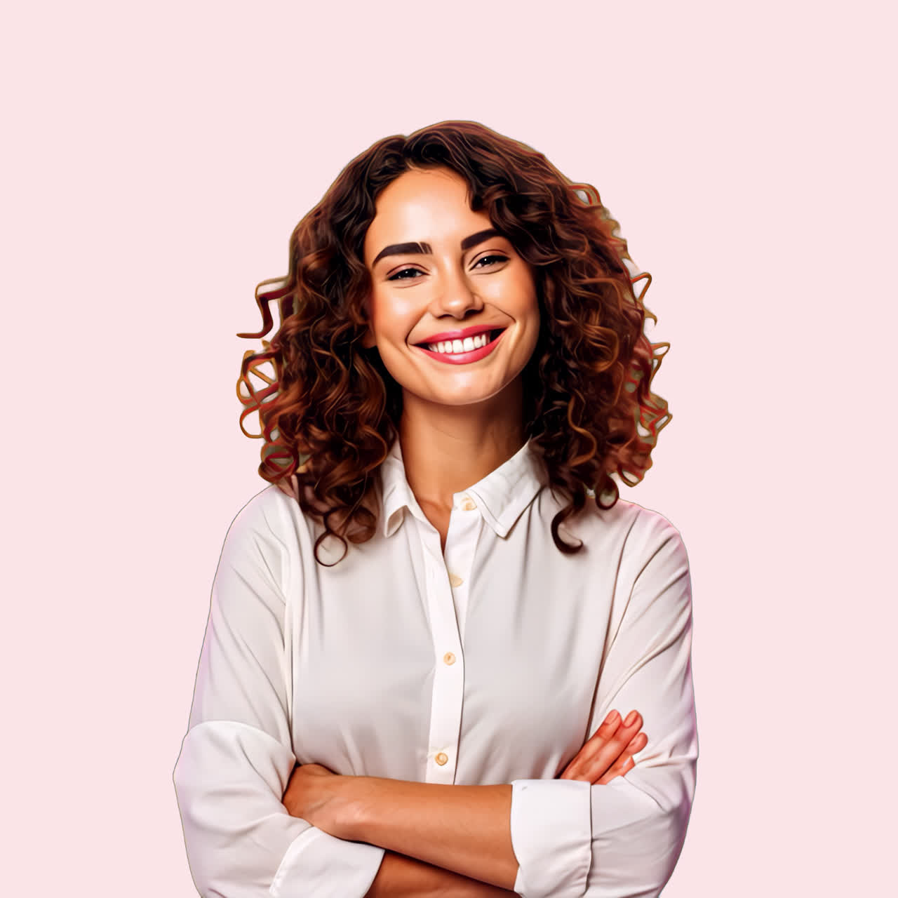 Confident woman smiling portrait animation isolated asset, transparent 4K video, alpha channel