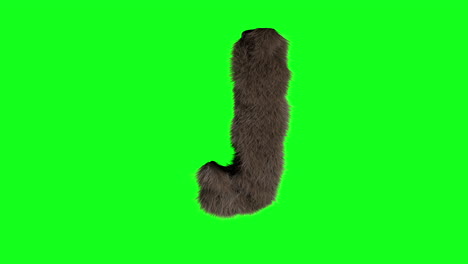 furry hairy 3d letter j on green screen