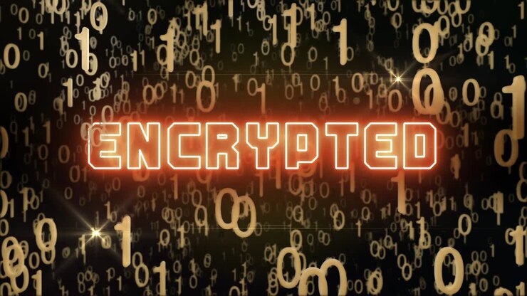 Golden Encrypted concept with digital code