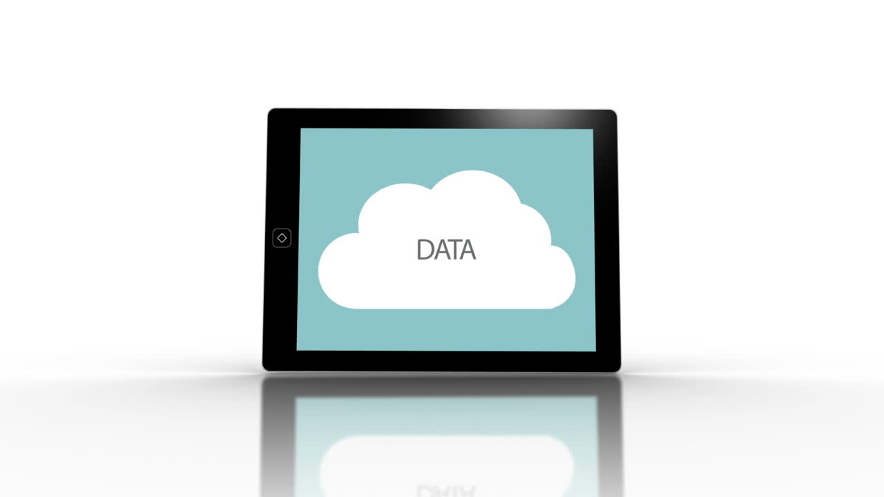 Media device screens showing cloud computing