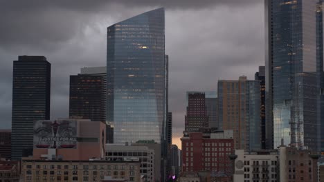 establishing shot of buildings in downtown houston, texas