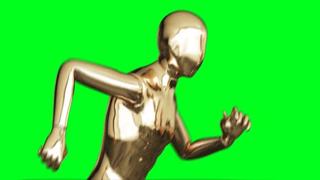 golden man character animation. isolate on green screen.