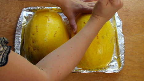 marcar y preparar calabaza espagueti
