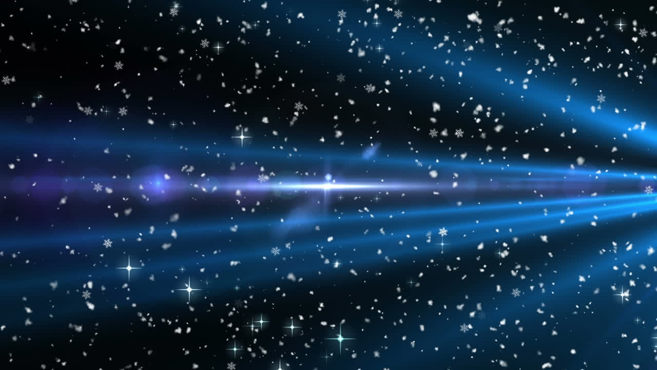 검은 바탕에 떨어지는 눈 위로 움직이는 별