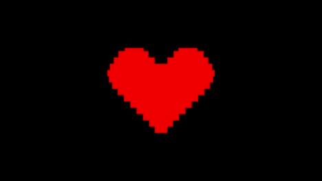 4k pixelated heart shape beating animation on black background