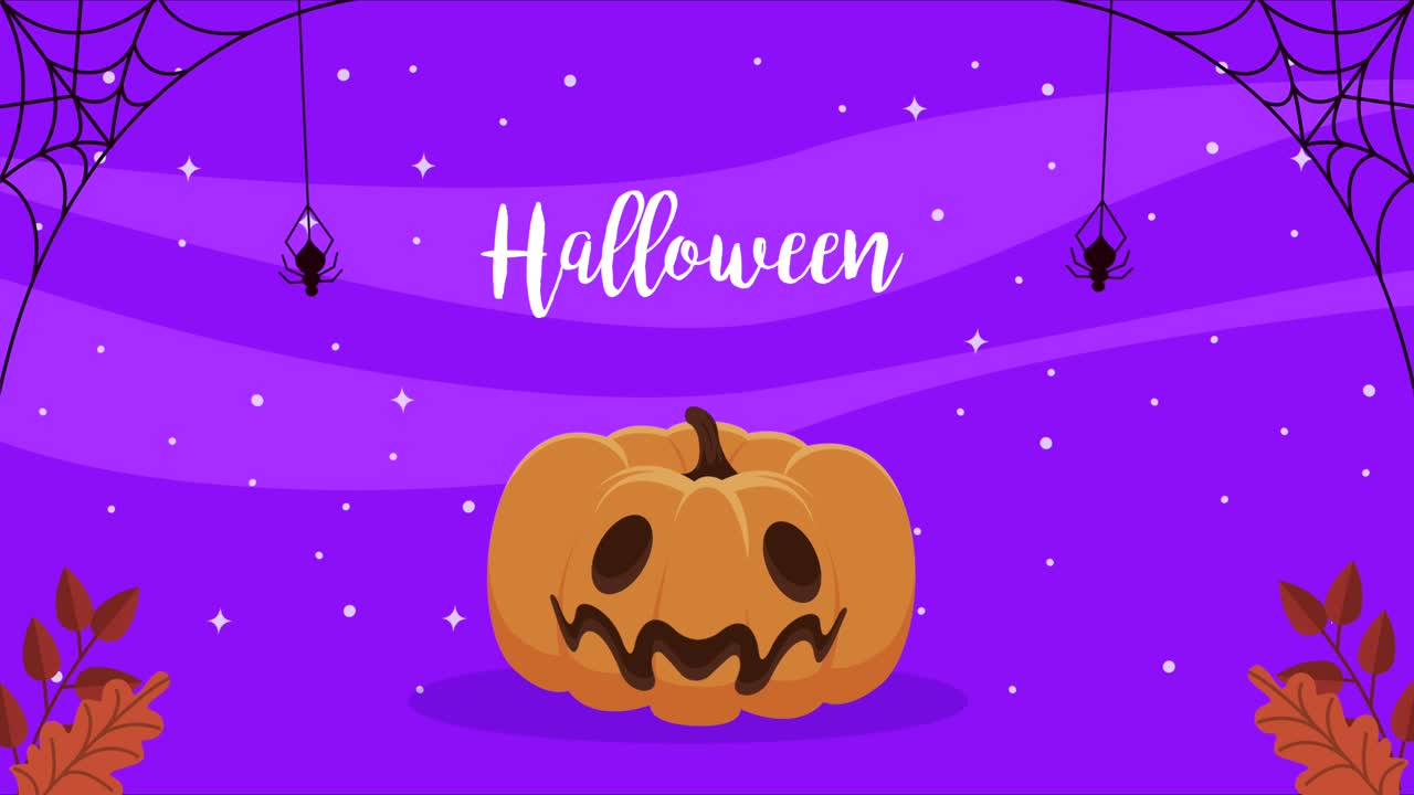 happy halloween lettering con animazione di zucca