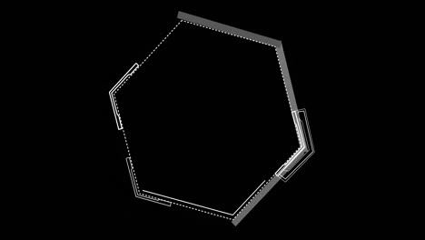 Animation-of-white-hexagon-over-black-background