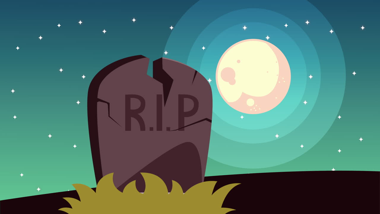 happy halloween animation with graveyard