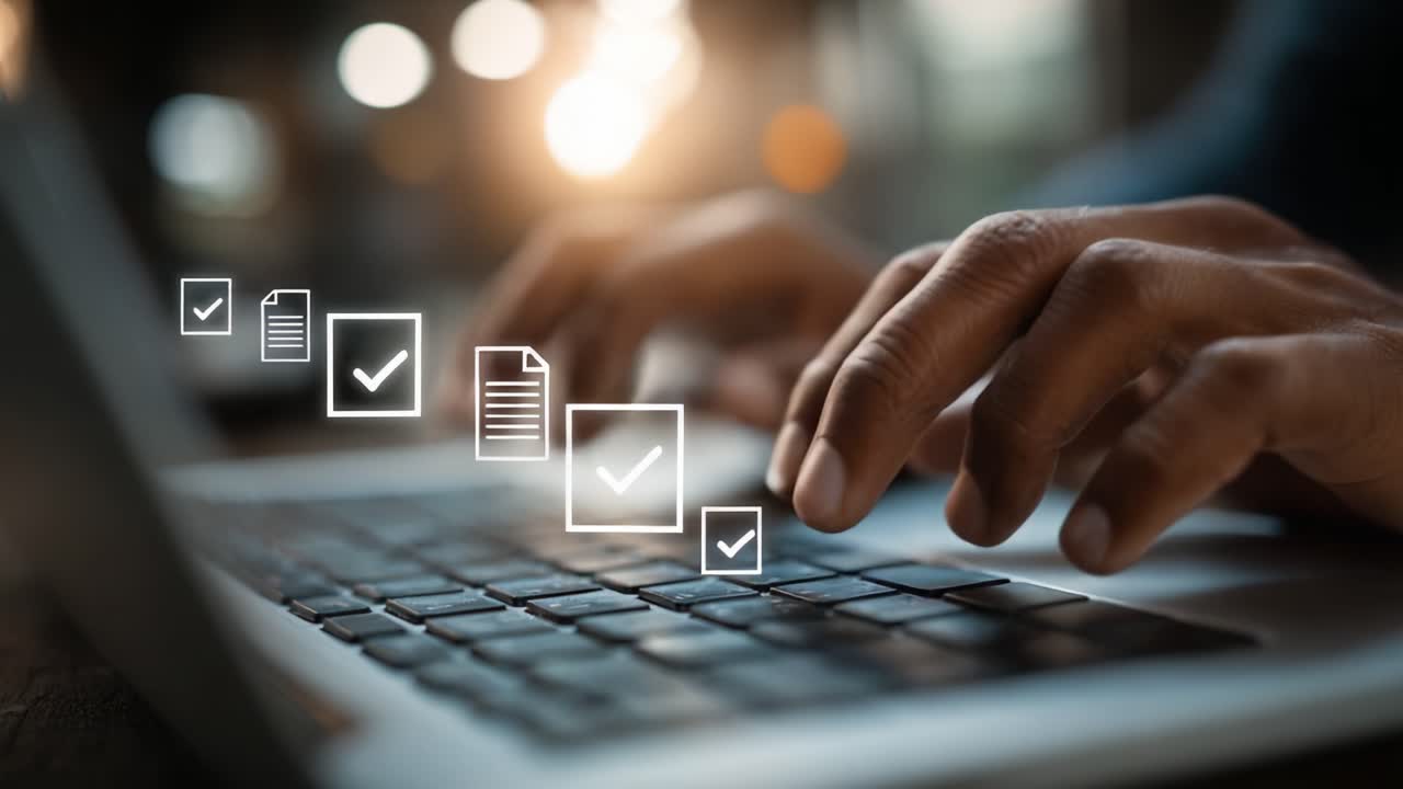 Efficient Workflow Management: Capturing the Seamless Process of Task Completion Through Digital Interfaces and Visual Indicators on a Laptop