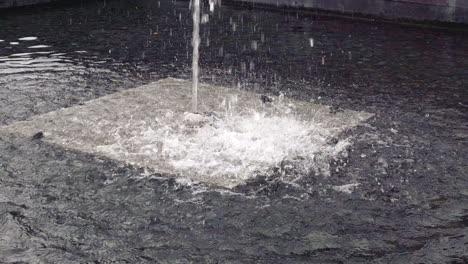 Fountain-sprinkling-with-water-during-cloudy-day