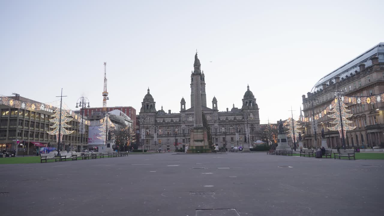 George Square in Glasgow early morning as Glasgow is set to open up again after the Christmas holidays
