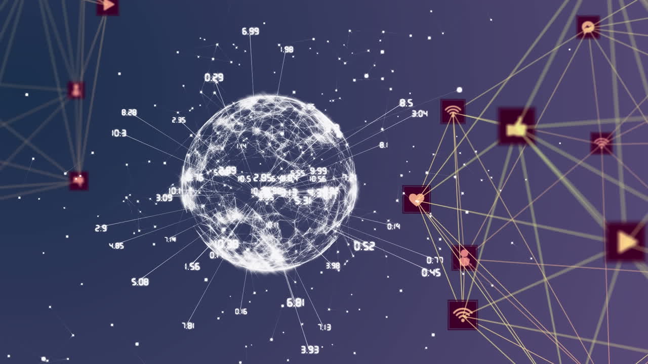globo de iconos digitales contra globo de red de conexiones