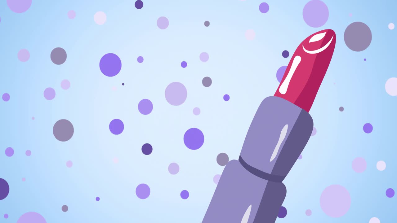 animación de lápiz labial sobre fondo azul