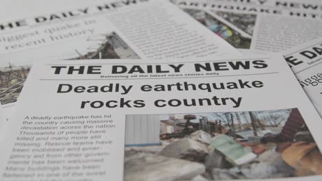 newspaper headline featuring devastation caused by earthquake disaster 8