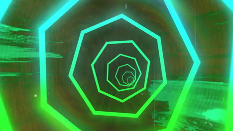 animación de un túnel brillante de neón sobre un fondo abstracto vibrante