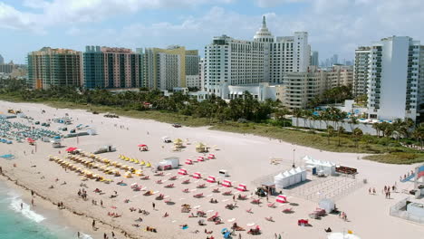 aerial pull back of beach and shoreline